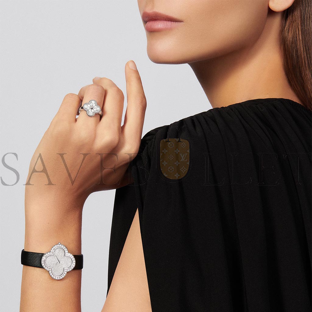 v*n cl*f arpels vintage alhambra ring - white gold, Di*m*nd  vcaro26n00